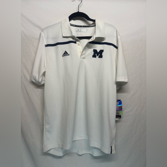 VTG Men's Adidas‎ Climalite Michigan Wolverines White Performance Polo Men's - Picture 7 of 12